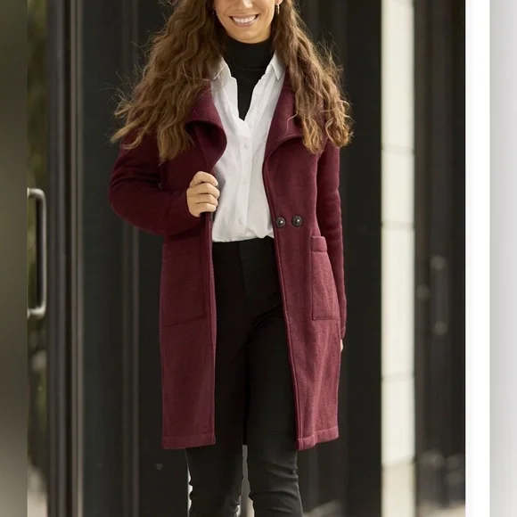 New STEVE MADDEN Open burgundy coat - Picture 1 of 4